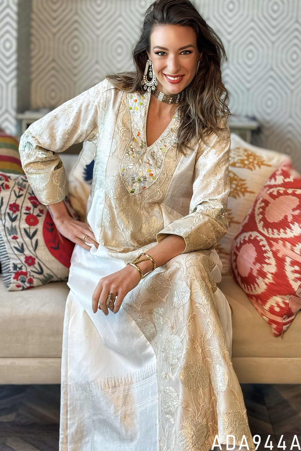 Silver Dusk Floral Kaftan