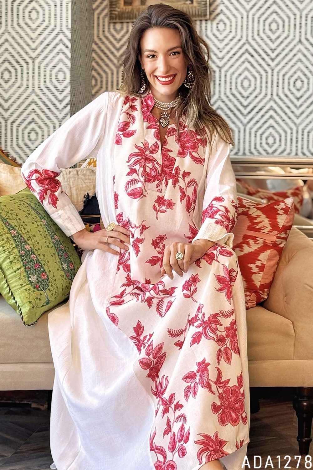 Red Bloom Kaftan