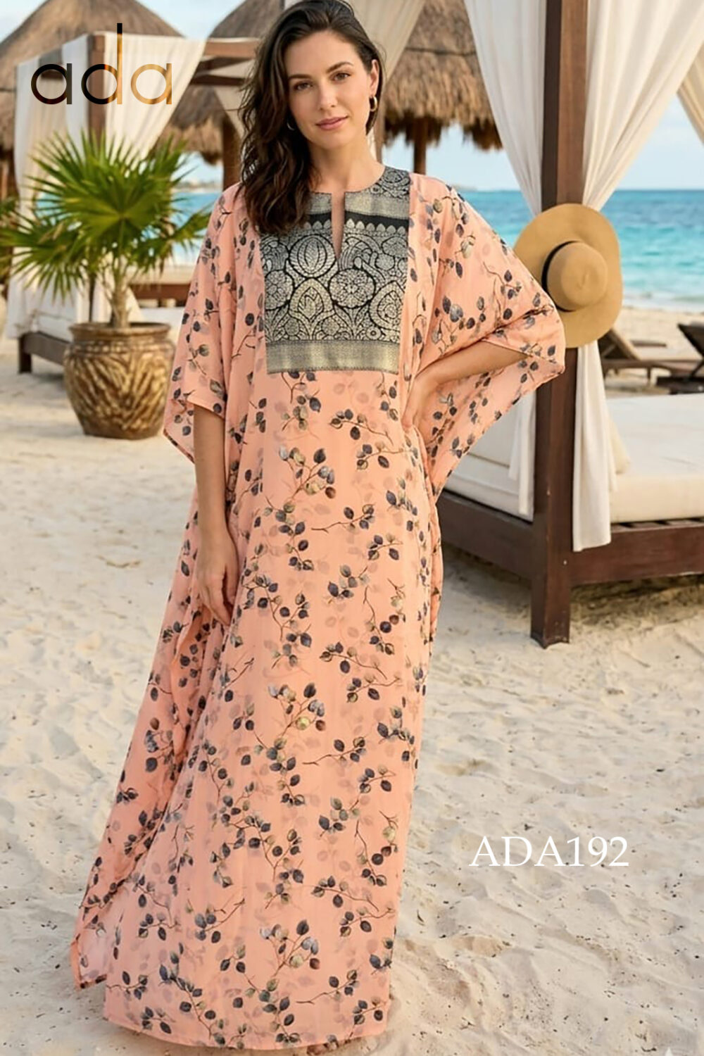 Peach Floral Beach Elegance Kaftan