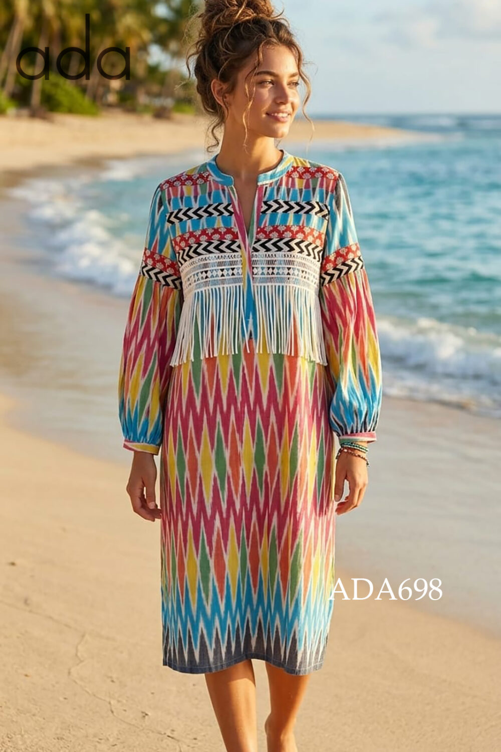 Rainbow Ikat Bohemian Kaftan
