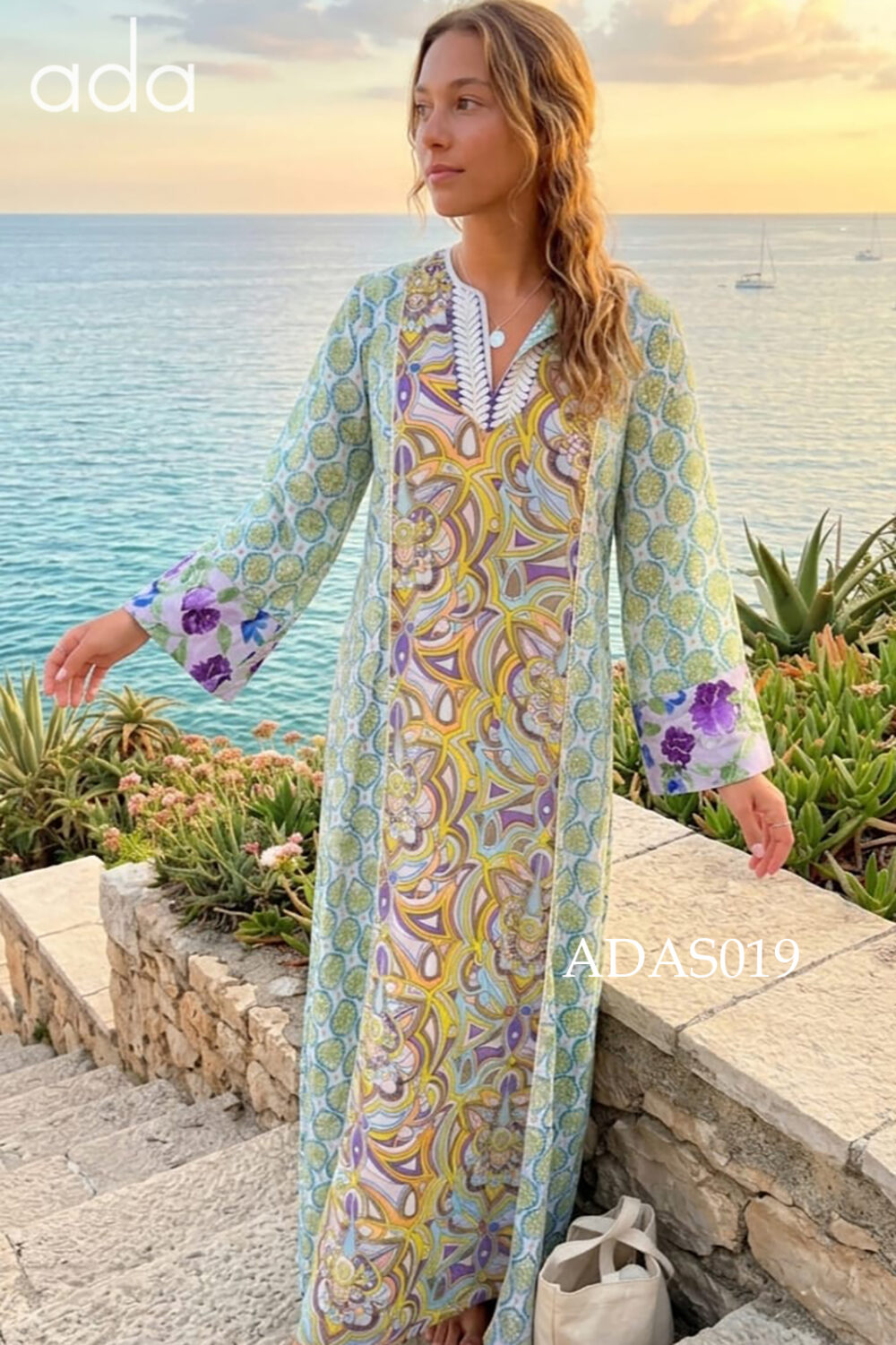 Seaside Ikat Bloom Kaftan