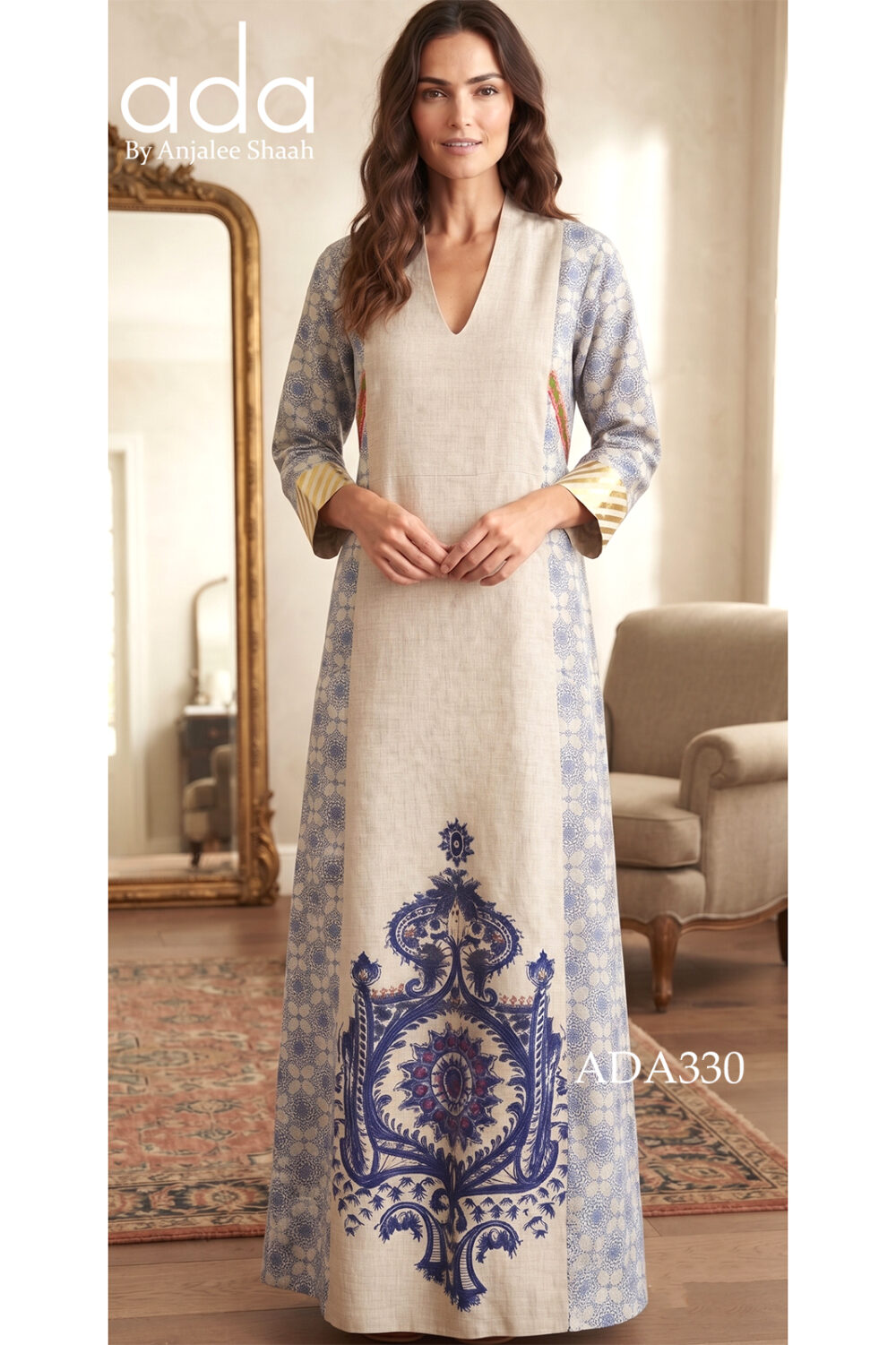 Cobalt Motif Maxi Dress