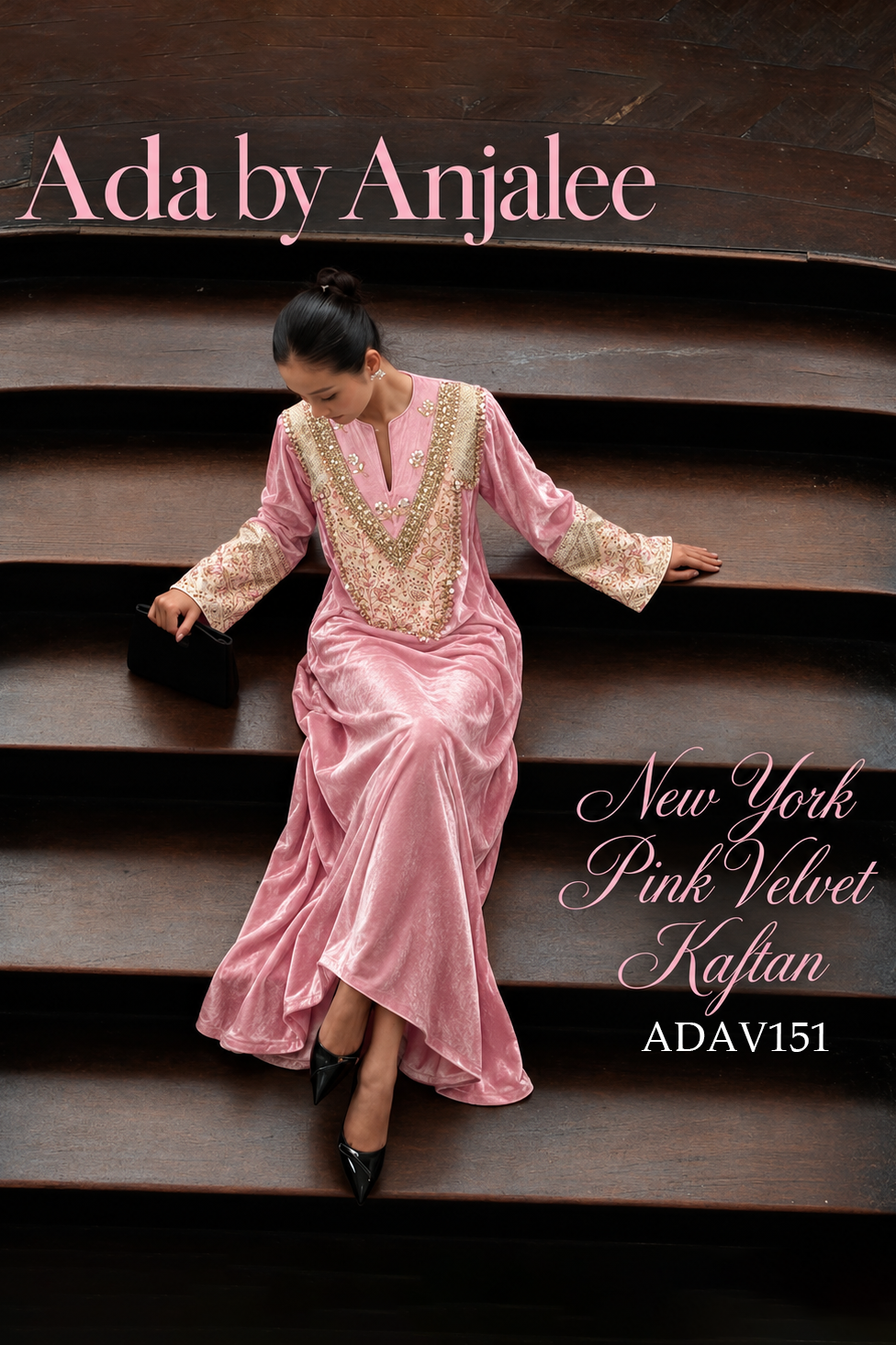 New York Pink Velvet Kaftan