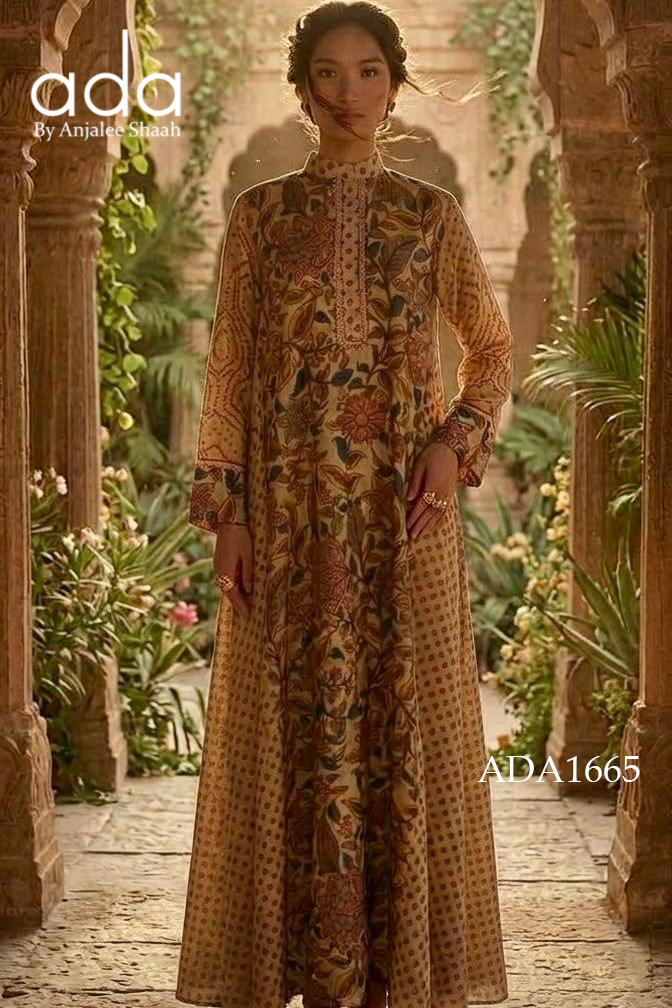 Olive Botanical Floral Print Kaftan