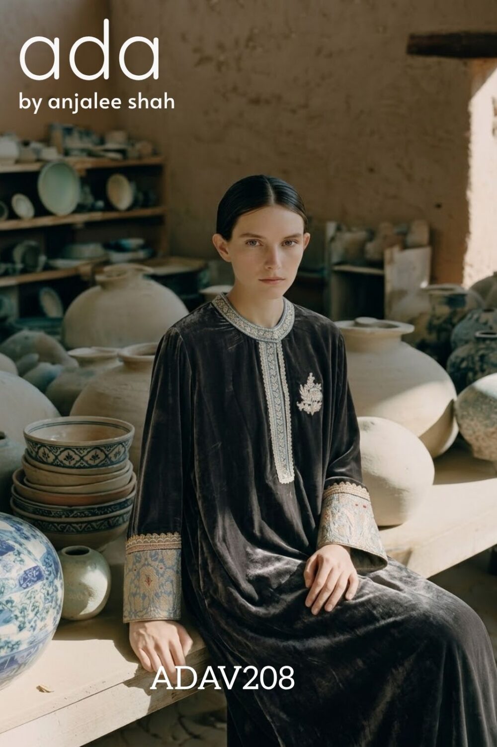 The Midnight Frost Velvet Kaftan